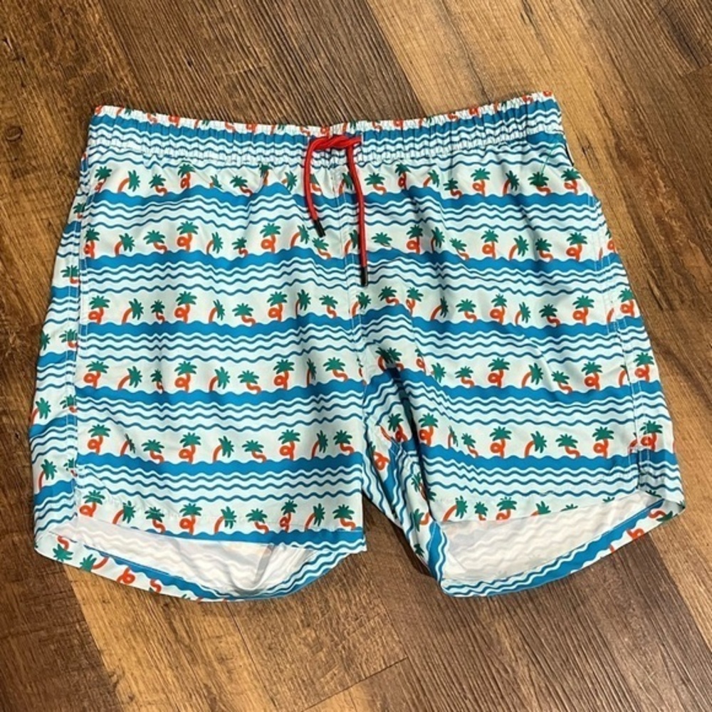 Happy Socks swim trunks men’s size large teal blue palm‎ tree new with tags